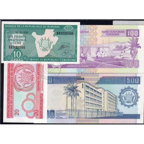 Burundi - Lot of 4 Different Notes-Series 1995-2007 (UNCirculated)