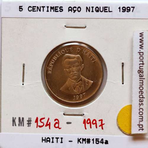 Haiti, 5 Centimes 1997 Aço níquel, (Soberba), World Coins Haiti KM 154a