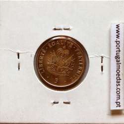Haiti, 5 Centimes 1997 Aço níquel, (Soberba), World Coins Haiti KM 154a