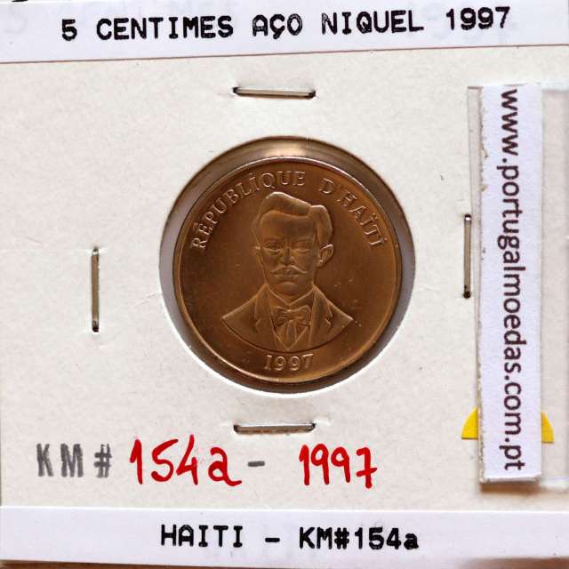 Haiti, 5 Centimes 1997 Nickel Plated Steel, (UNC), World Coins Haiti KM 154a