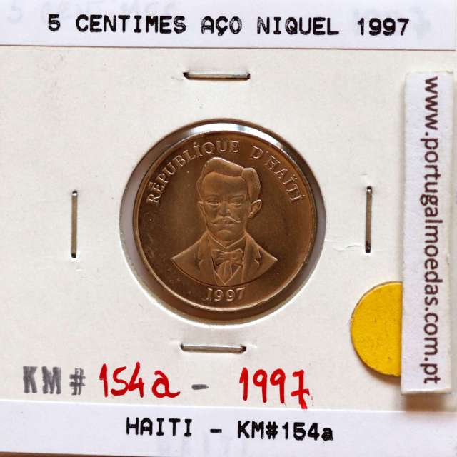 Haiti, 5 Centimes 1997 Nickel Plated Steel, (UNC), World Coins Haiti KM 154a