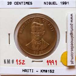 Haiti, 20 Centimes 1991 Copper-nickel, (UNC), World Coins Haiti KM 152