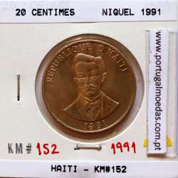 Haiti, 20 Centimes 1991 Copper-nickel, (UNC), World Coins Haiti KM 152