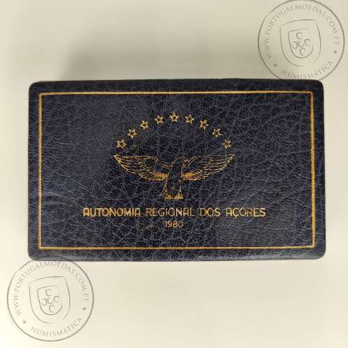 Prata Proof, 25 Escudos e 100 Escudos Região Autónoma dos Açores 1980,  Estojo moedas PROOF da Autonomia Regional dos Açores