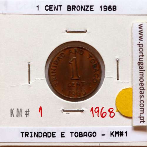 Trindade e Tobago, 1 Cent 1968 Bronze, (MBC), World Coins Trinidad and Tobago KM 1