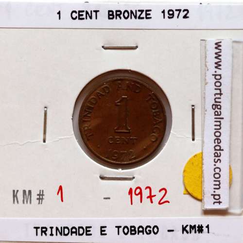 Trindade e Tobago, 1 Cent 1972 Bronze, (MBC+), World Coins Trinidad and Tobago KM 1