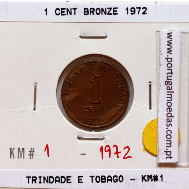 Trinidad and Tobago, 1 Cent 1972 Bronze, (VF+), World Coins Trinidad and Tobago KM 1