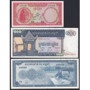 Cambodia - Lot of 3 Different Banknotes - Series 1962-1972 (Uncirculated)