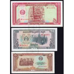 Cambodja - Lote de 8 Notas Diferentes - Serie 1979 (Não Circuladas)