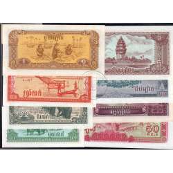 Cambodja - Lote de 8 Notas Diferentes - Serie 1979 (Não Circuladas)