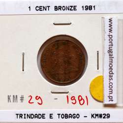 Trindade e Tobago, 1 Cent 1981 Bronze, (Bela), World Coins Trinidad and Tobago KM 29