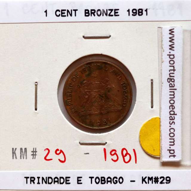 Trindade e Tobago, 1 Cent 1981 Bronze, (Bela), World Coins Trinidad and Tobago KM 29
