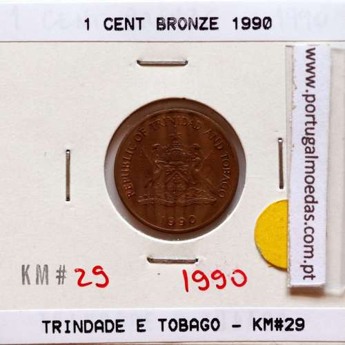 Trindade e Tobago, 1 Cent 1990 Bronze, (Soberba), World Coins Trinidad and Tobago KM 29