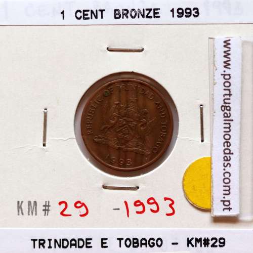 Trindade e Tobago, 1 Cent 1993 Bronze, (Bela), World Coins Trinidad and Tobago KM 29