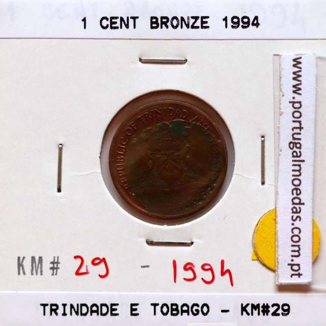 Trindade e Tobago, 1 Cent 1994 Bronze, (Bela), World Coins Trinidad and Tobago KM 29