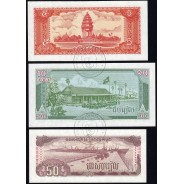 Cambodia - Lot of 3 Different Banknotes - Series 1987-1992 (Uncirculated)