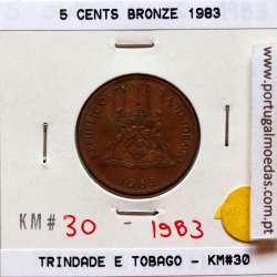 Trindade e Tobago, 5 Cents 1983 Bronze, (MBC), World Coins Trinidad and Tobago KM 30