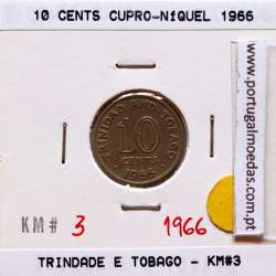 Trinidad and Tobago, 10 Cents 1966 Copper-nickel , (VF), World Coins Trinidad and Tobago KM 3