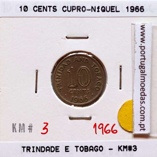 Trinidad and Tobago, 10 Cents 1966 Copper-nickel , (VF), World Coins Trinidad and Tobago KM 3