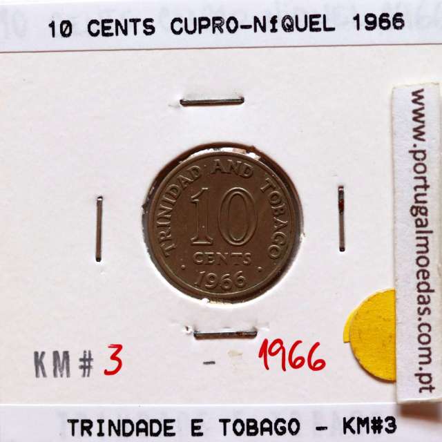 Trinidad and Tobago, 10 Cents 1966 Copper-nickel , (XF), World Coins Trinidad and Tobago KM 3