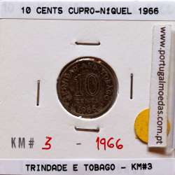 Trinidad and Tobago, 10 Cents 1966 Copper-nickel , (XF), World Coins Trinidad and Tobago KM 3