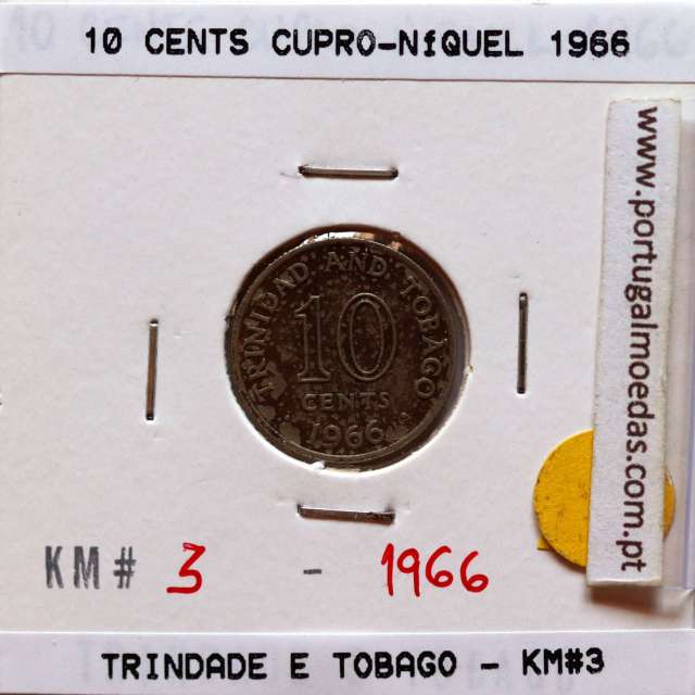 Trinidad and Tobago, 10 Cents 1966 Copper-nickel , (XF), World Coins Trinidad and Tobago KM 3