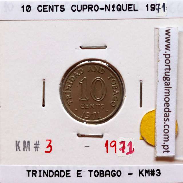 Trinidad and Tobago, 10 Cents 1971 Copper-nickel , (XF), World Coins Trinidad and Tobago KM 3