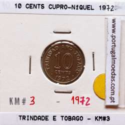 Trinidad and Tobago, 10 Cents 1972 Copper-nickel , (XF), World Coins Trinidad and Tobago KM 3