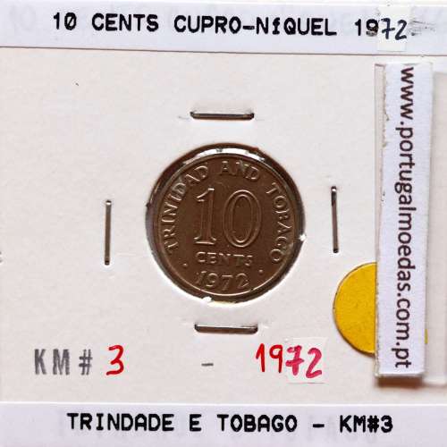 Trindade e Tobago, 10 Cents 1972 cuproníquel, (Bela), World Coins Trinidad and Tobago KM 3