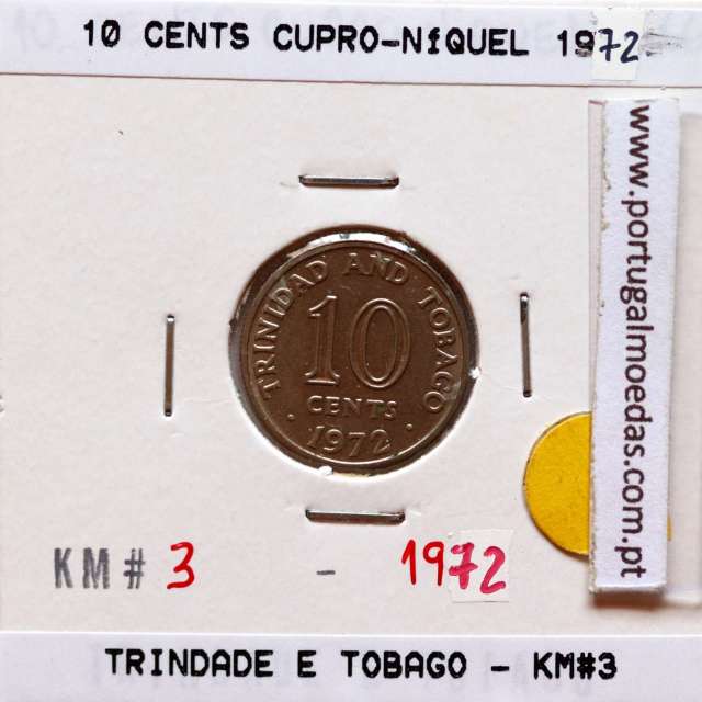 Trinidad and Tobago, 10 Cents 1972 Copper-nickel , (XF), World Coins Trinidad and Tobago KM 3
