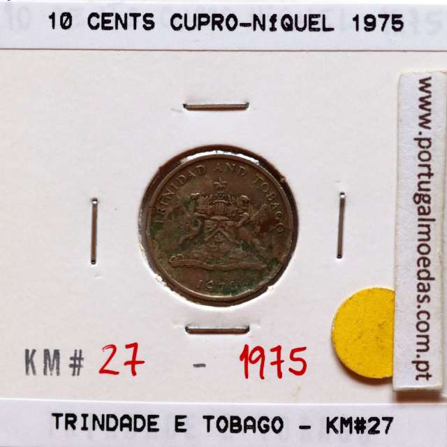 Trinidad and Tobago, 10 Cents 1975 Copper-nickel , (VF), World Coins Trinidad and Tobago KM 27