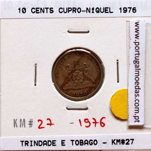 Trindade e Tobago, 10 Cents 1976 cuproníquel, (MBC), World Coins Trinidad and Tobago KM 27