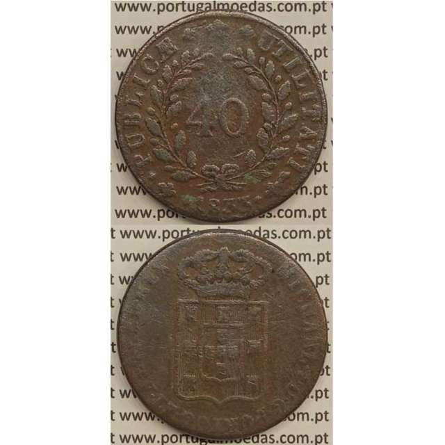 MOEDA PATACO (40 RÉIS) BRONZE 1833 (BC) - D.MIGUEL I
