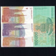 Croatia - Lot of 4 Different Banknotes - Serie 1991-1993 (Uncirculated)