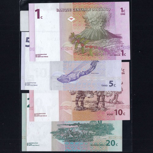 Congo - Lot of 4 Different Banknotes - Serie 1997 (Uncirculated)