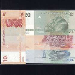 Congo - Lot of 4 Different Banknotes - Serie 2003-2007 (Uncirculated)