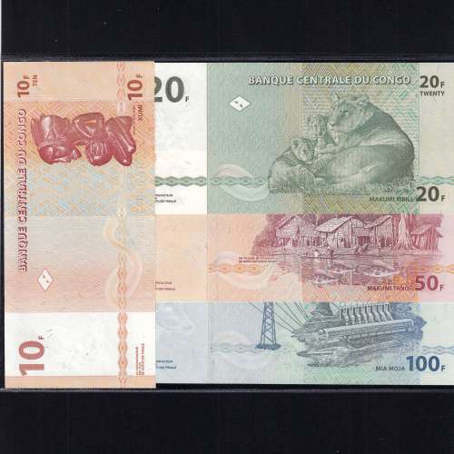Congo - Lote de 4 Notas Diferentes-Serie 2003-2007 (Não Circuladas)