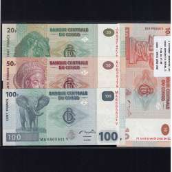 Congo - Lote de 4 Notas Diferentes-Serie 2003-2007 (Não Circuladas)
