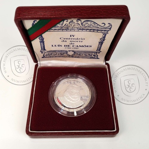 Portugal, 1000 Escudos Camões 1980 Silver Proof, 1000 Escudos 1983, 4th Centenary of the Death of Camões 1580-1980, with Case