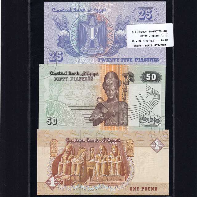 Egito - Lote de 3 Notas Diferentes-Serie 1978-2008 ( Não Circuladas)