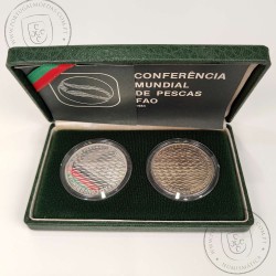 Portugal, 250 escudos 1984 FAO World Fisheries Conference coins silver Proof and Copper-nickel BNC, with case, World Coins KM626
