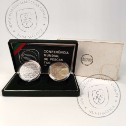 Portugal, 250 escudos 1984 FAO World Fisheries Conference coins silver Proof and Copper-nickel BNC, with case, World Coins KM626