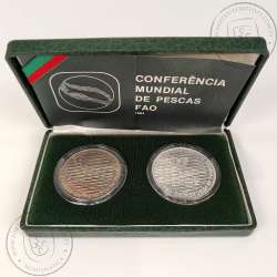 Portugal, 250 escudos 1984 FAO World Fisheries Conference coins silver Proof and Copper-nickel BNC, with case, World Coins KM626