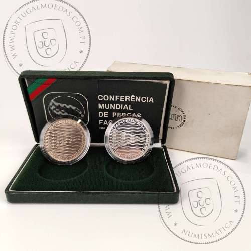 Portugal, 250 escudos 1984 FAO World Fisheries Conference coins silver Proof and Copper-nickel BNC, with case, World Coins KM626
