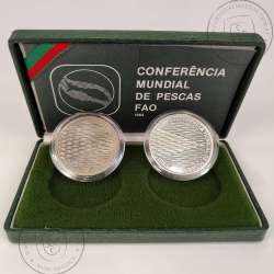 Portugal, 250 escudos 1984 FAO World Fisheries Conference coins silver Proof and Copper-nickel BNC, with case, World Coins KM626
