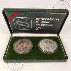 Portugal, 250 escudos 1984 FAO World Fisheries Conference coins silver Proof and Copper-nickel BNC, with case, World Coins KM626