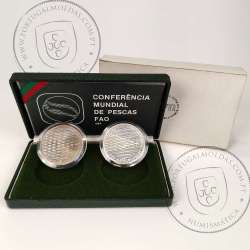 Portugal, 250 escudos 1984 FAO World Fisheries Conference coins silver Proof and Copper-nickel BNC, with case, World Coins KM626