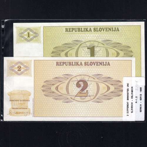 Eslovénia - Lote de 2 Notas Diferentes - Serie 1990 (Não Circuladas)
