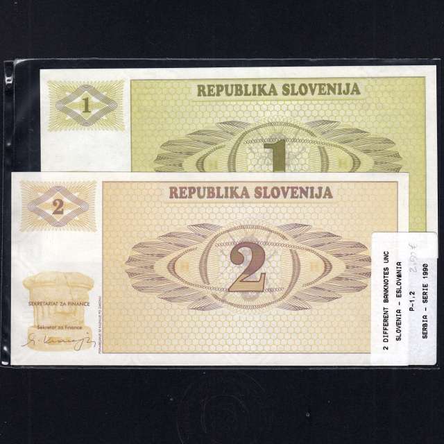 Slovenia - Lot of 2 Different Banknotes - Serie 1990 (Uncirculated)