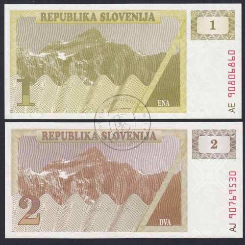 Eslovénia - Lote de 2 Notas Diferentes - Serie 1990 (Não Circuladas)
